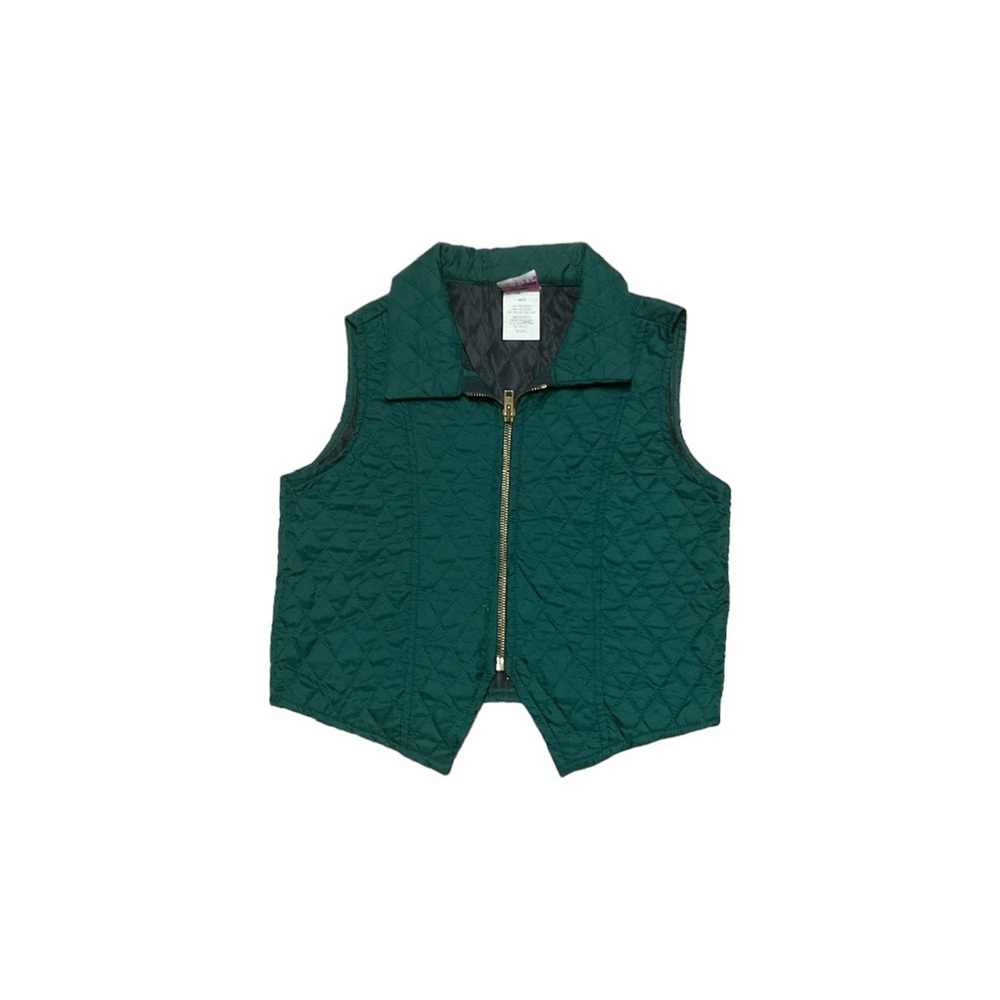 Vintage Sister Be Cool Quilted Vest Green Girls 8 Full Zip 90’s Top